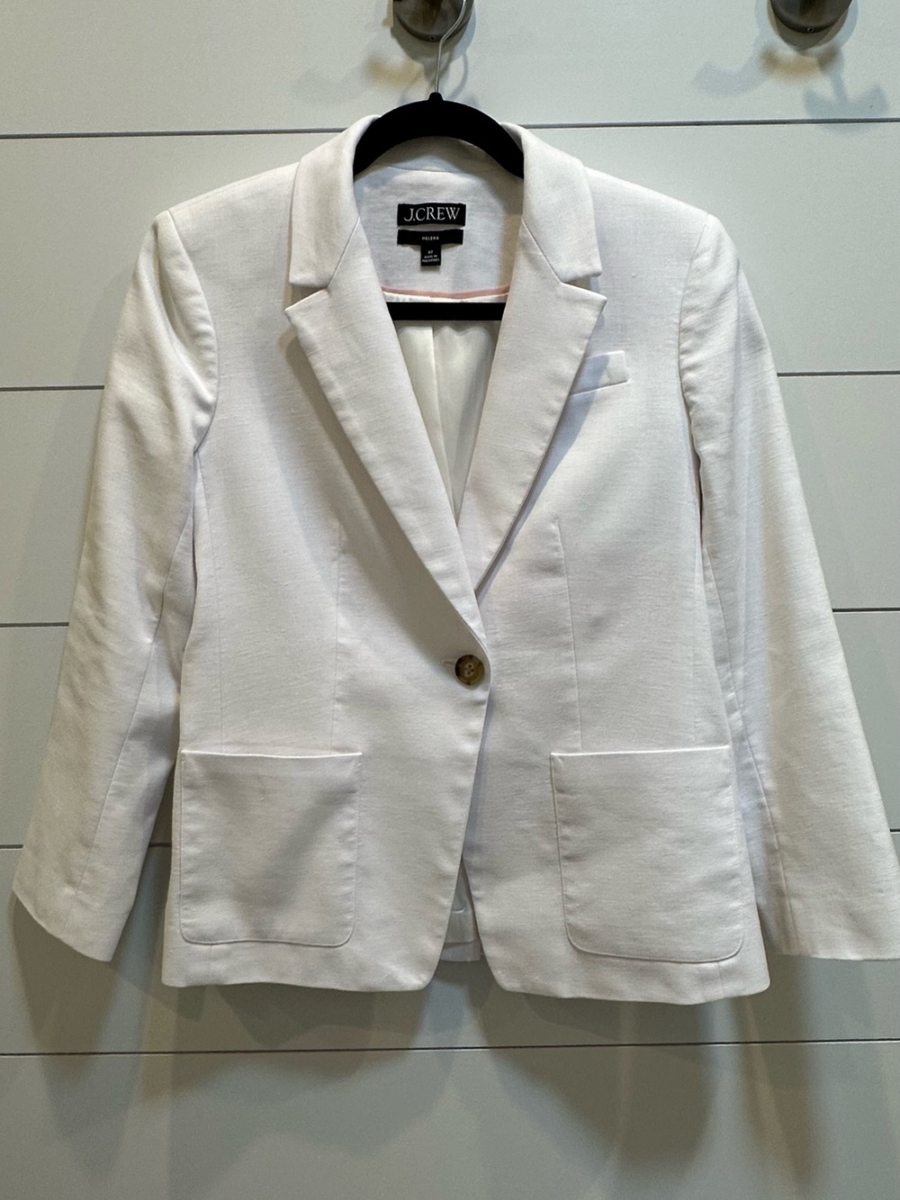 J.Crew Women's White Linen Tailored Blazer in Excellent used condition